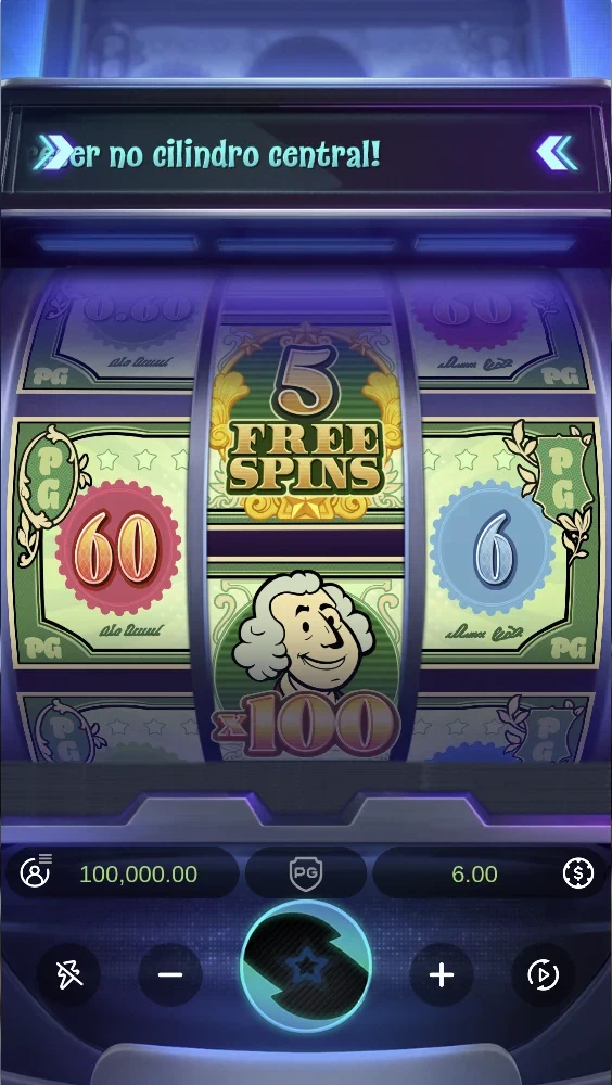 Painel vertical de Cash Mania com os controles na parte inferior